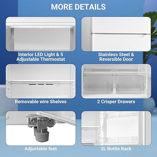 Miniatura 4 de SMETA Refrigeradores listos para garaje con congelador superior de 20.5 pies cúbicos, refrigerador de cocina de 30 pulgadas de montaje superior de