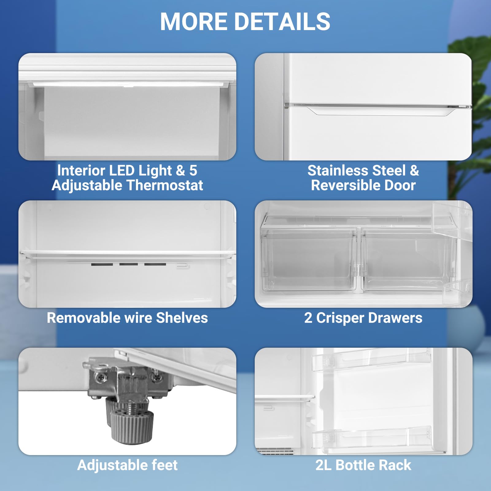 Smeta 30'' Full Size Refrigerator With Top Freezer, Top Mount 21 Cu. Ft Fridge For Kitchen, Garage, Office, Frost Free, 66 Inch on Fridge.com - View 4