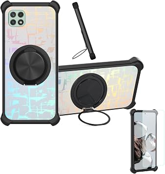 Case Compatible for Samsung Galaxy Buddy Phone Case Cover [with 1* Tempered Glass Screen Protector] Hybrid Case[360 Ring Support, Magnetic] CX-27-HEI
