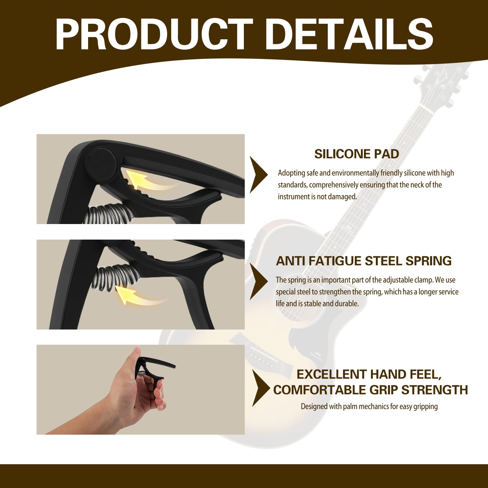 10PCS Capodastre Guitare, Capo Guitare En Alliage Pour Guitare Acoustique Et Electrique, Capo G-uitare Polyvalent Avec Mediator G-uitare Accessoire Capodastre Pour Instruments A Cordes