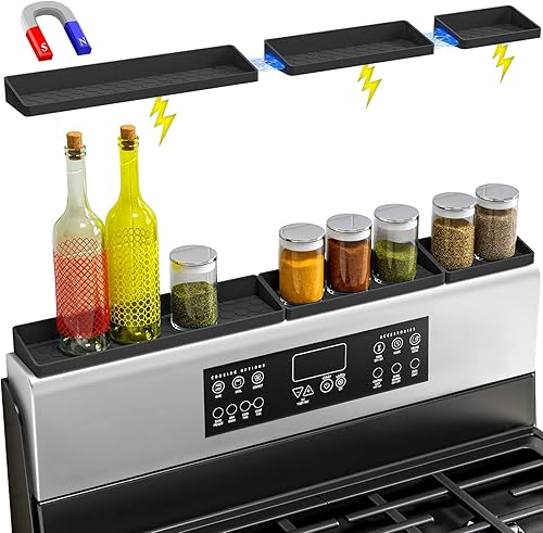 Estante superior magnético para estufa de 30 pulgadas, estante de silicona para estufa de cocina, estante de horno para parte posterior de la