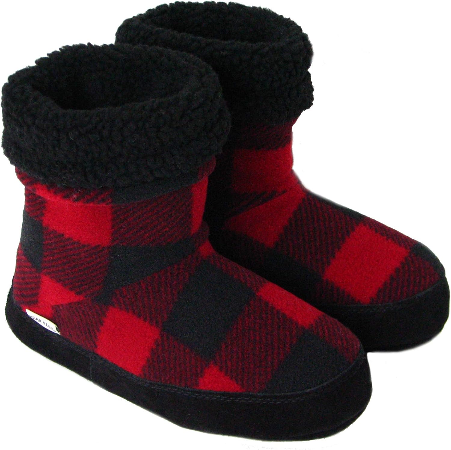 Polar Feet Women’s Snugs Fleece Slippers with Suede Soles | Warm Cozy Memory Foam Double Stitching Bootie-Style House Slipper