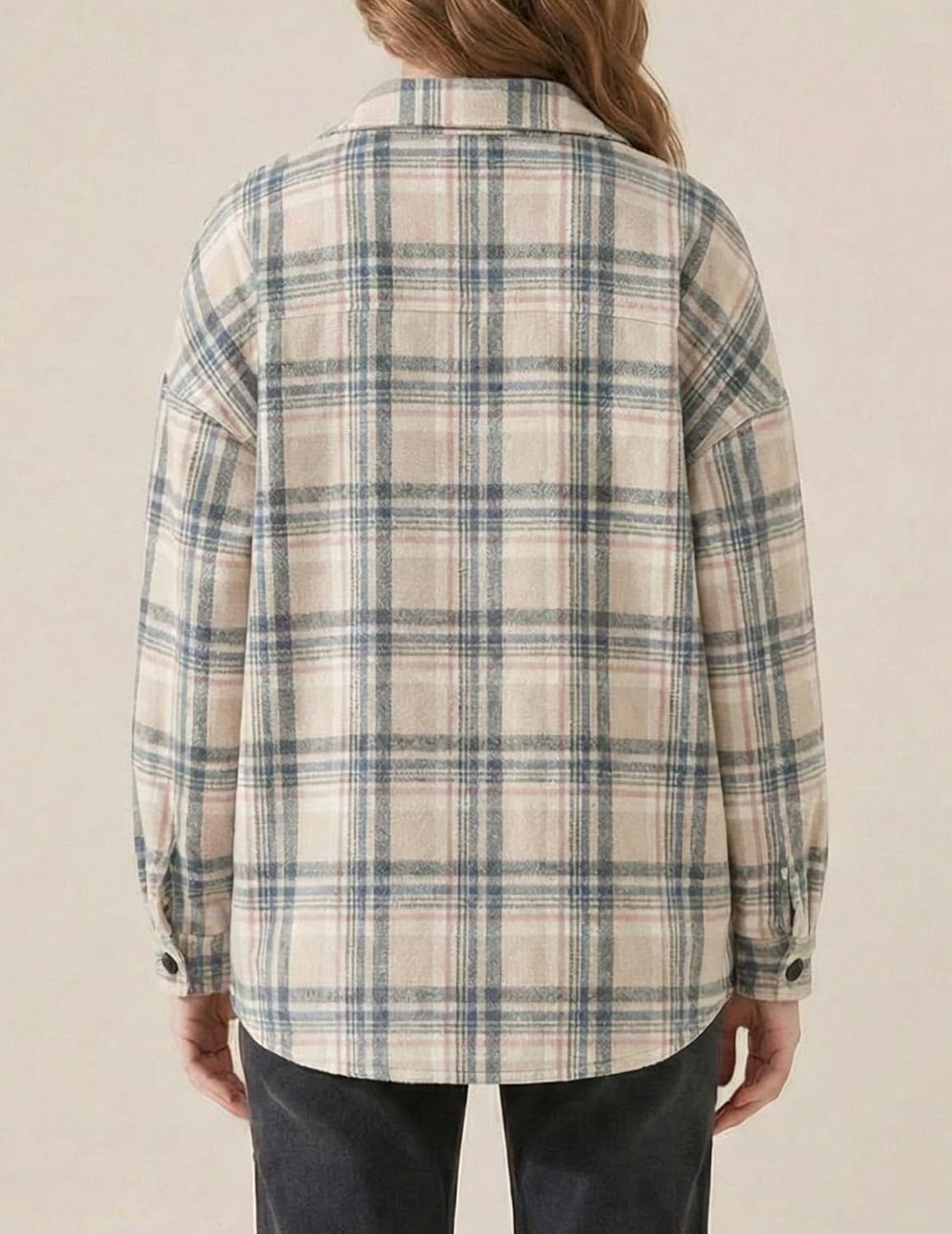 ZAFUL Shirt Jacket Button Closure Shacket Herringbone Airy Layering Jacket Front Decorative Flap Sleeve Shirt Coat Light Coffee M - Image 4