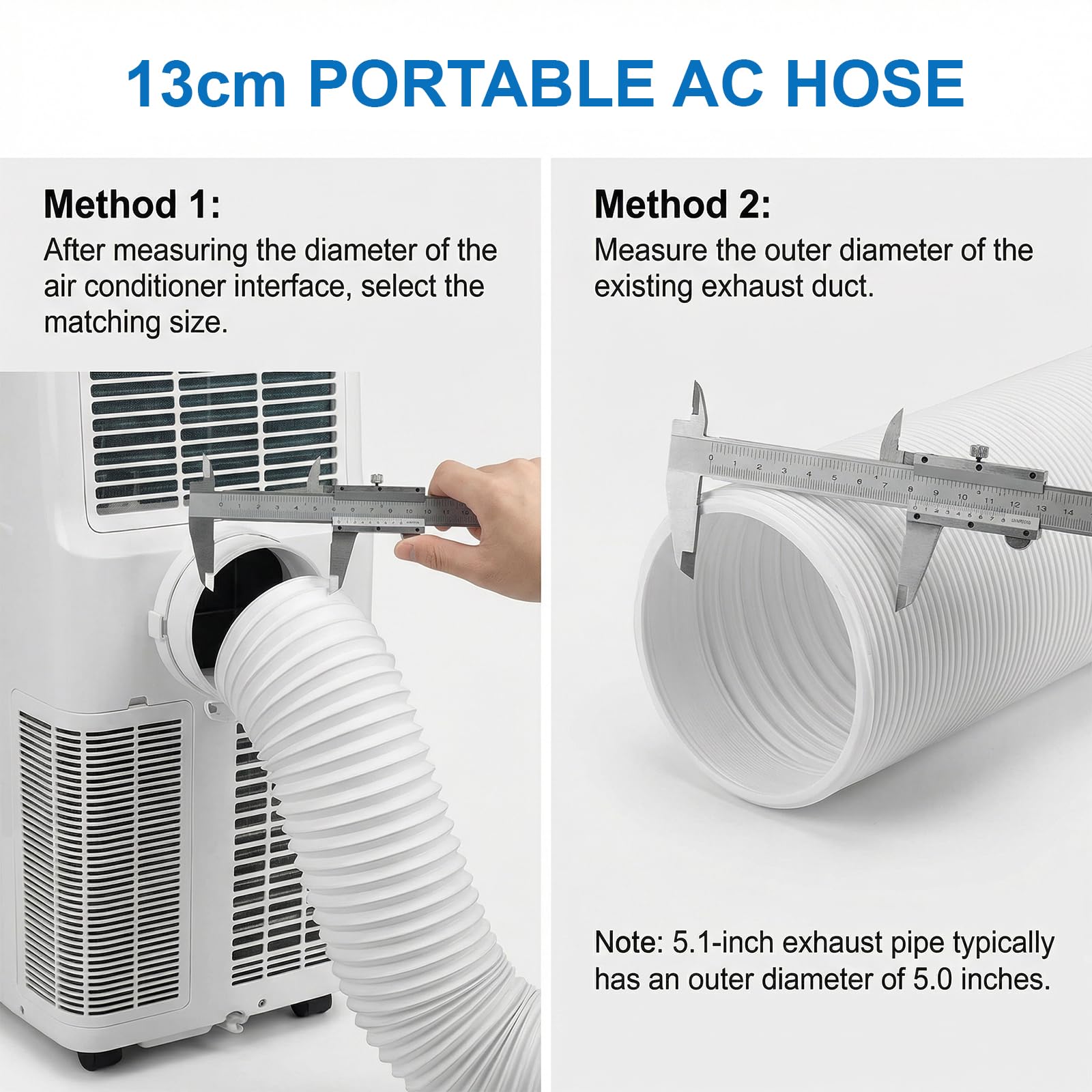 Tubo Aire Acondicionado Portátil 130mm de Diámetro, 2 M Manguera Flexible Repuesto con Alambre de Refuerzo, Ventilación de Escape para Climatizador Portatil, Rosca Sentido Antihorario — view 3
