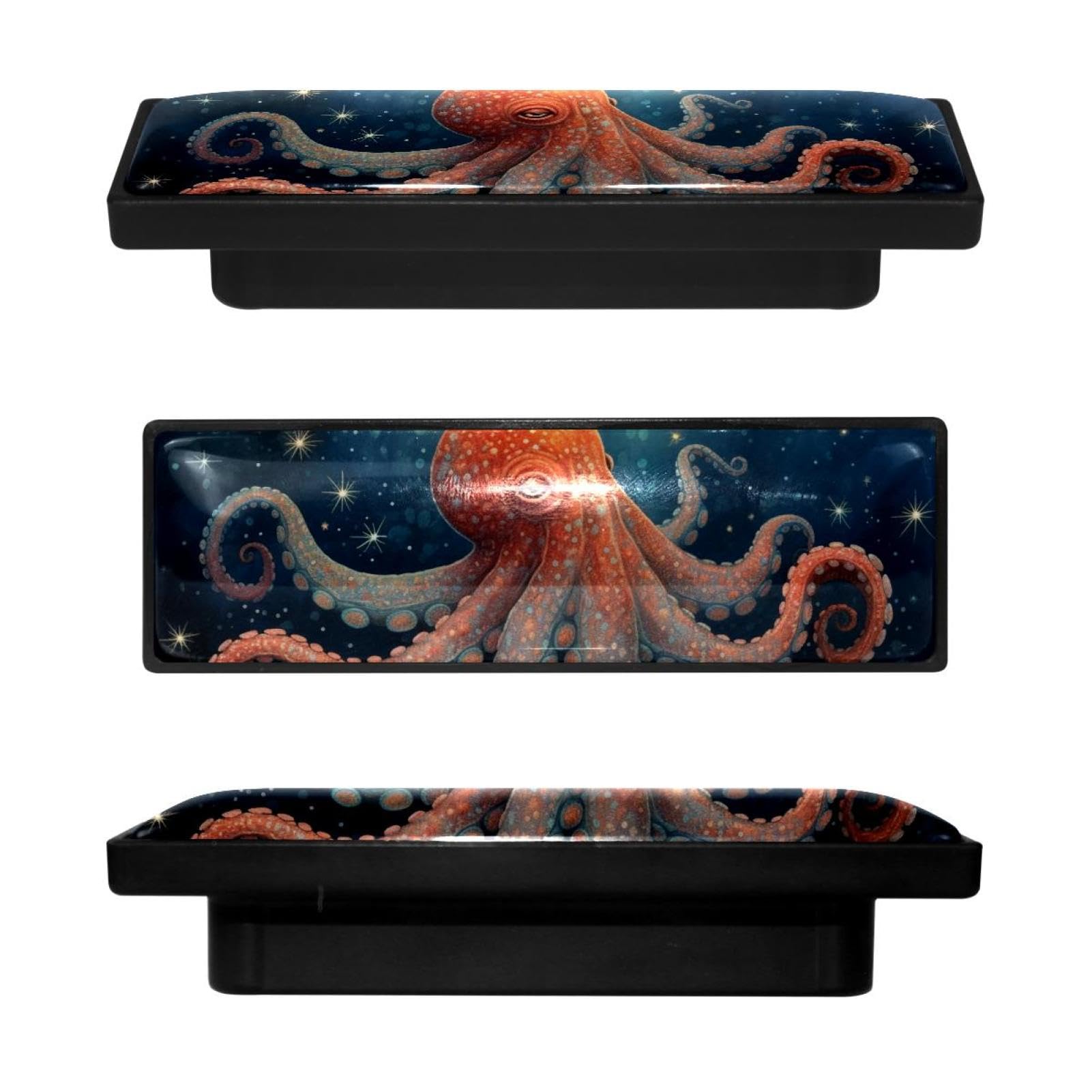 Boutons d'armoire pieuvre bleu ciel rectangulaires pour cuisine et tiroir (lot de 4)