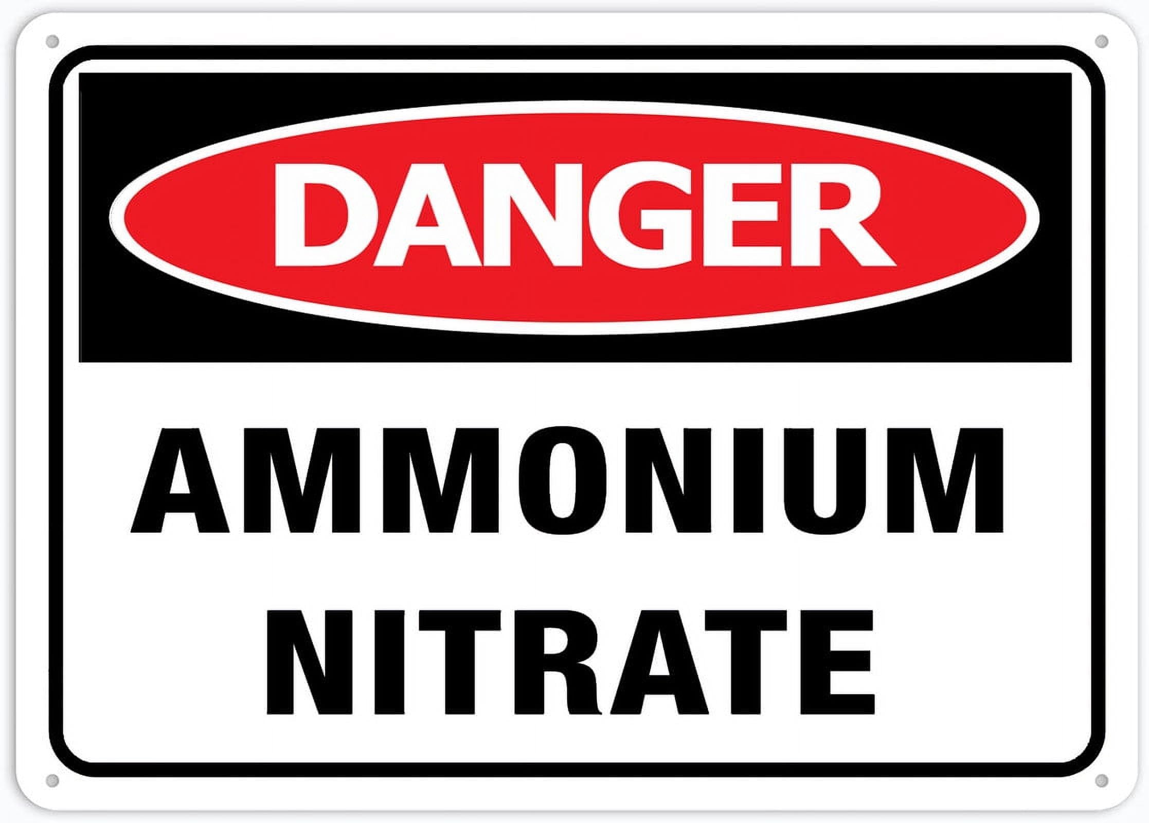 Danger Ammonia Nitrate Sign - Rustproof Aluminum 12"x8", Multicolor Outdoor Use for Business