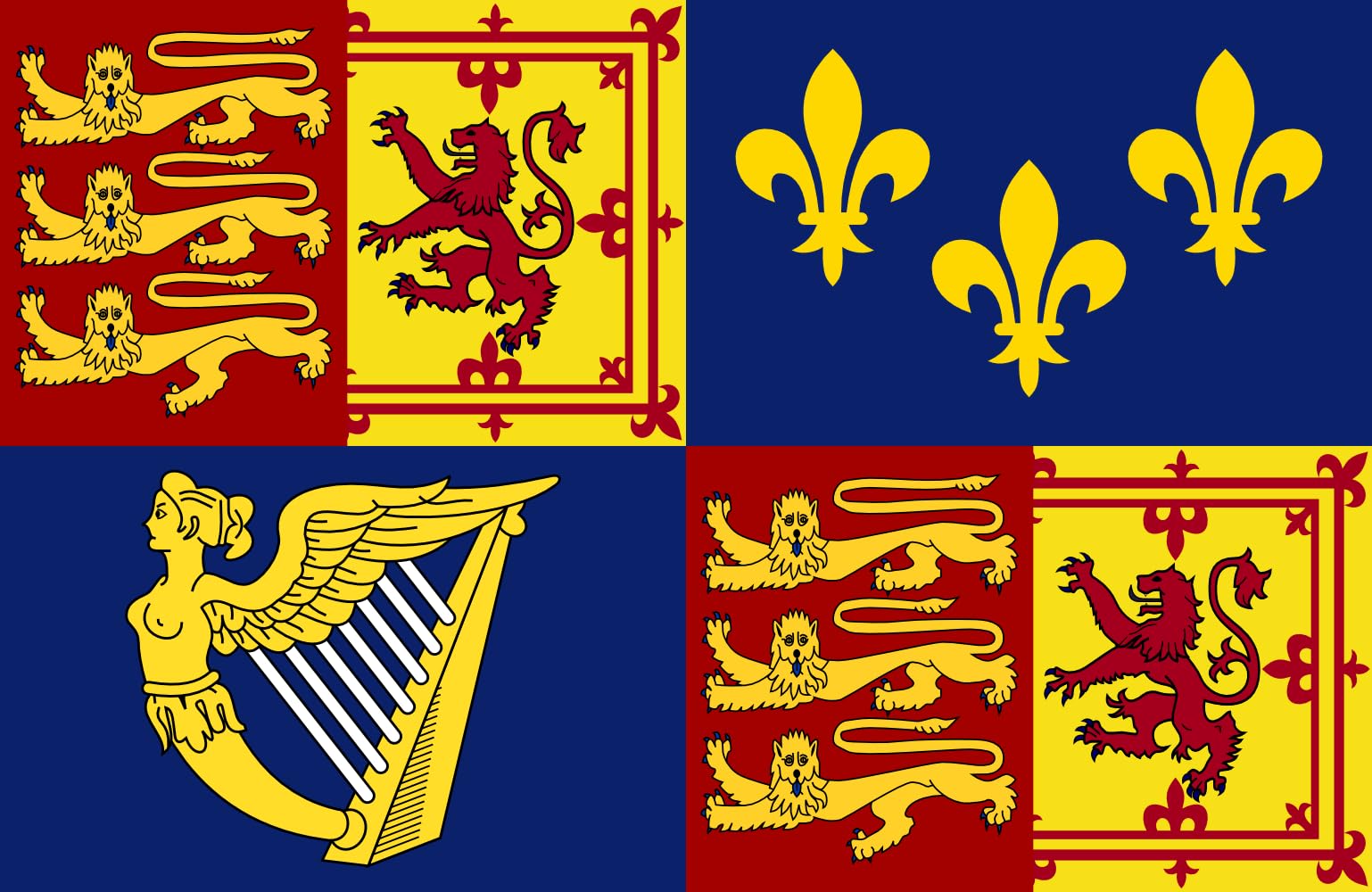 Drapeau XL Royal Standard 1707 pavillon historique de Grande-Bretagne