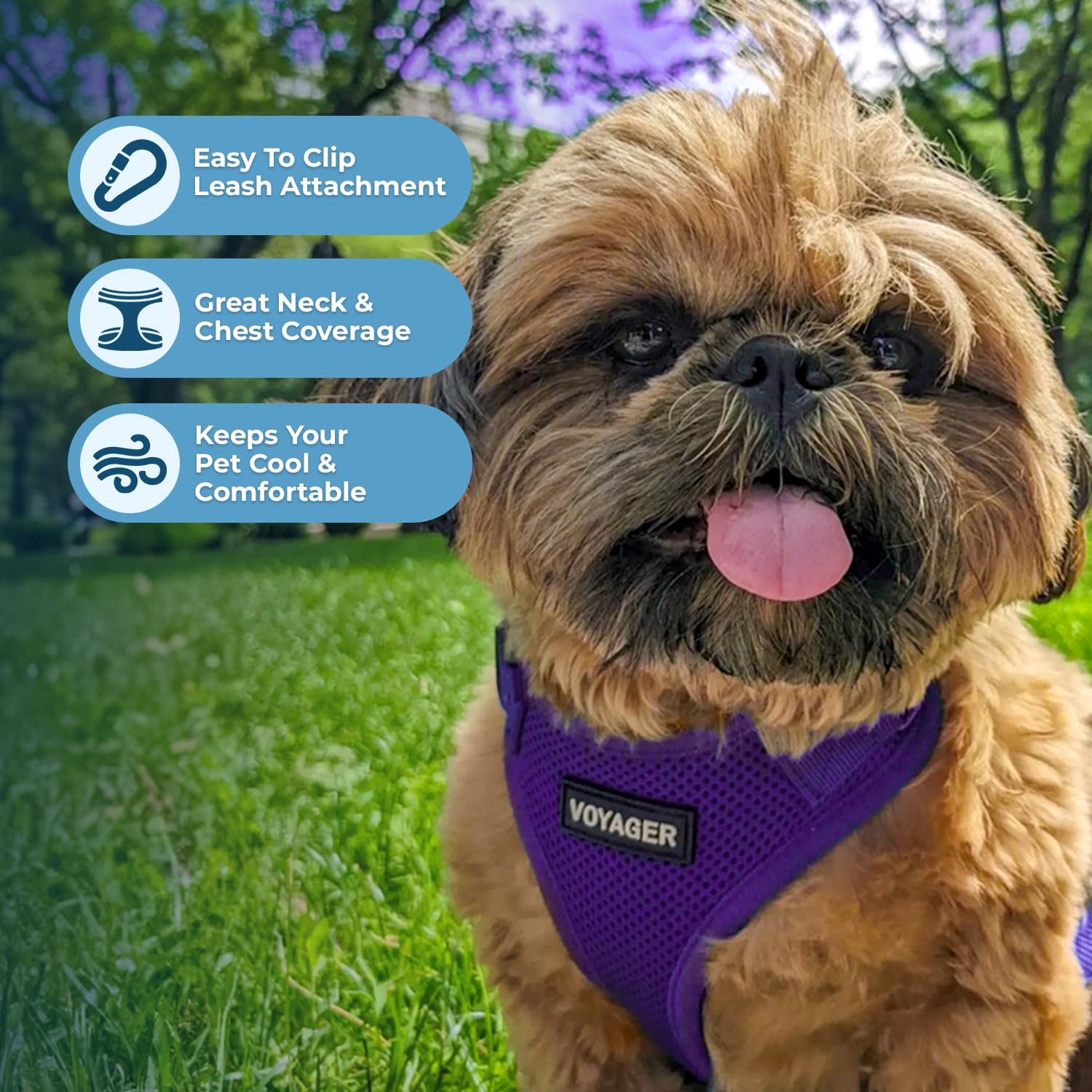 Voyager Step-in Lock Pet Harness - All Weather Mesh, Adjustable Step in Harness for Cats and Dogs by Best Pet Supplies - Purple, XL - Image 3
