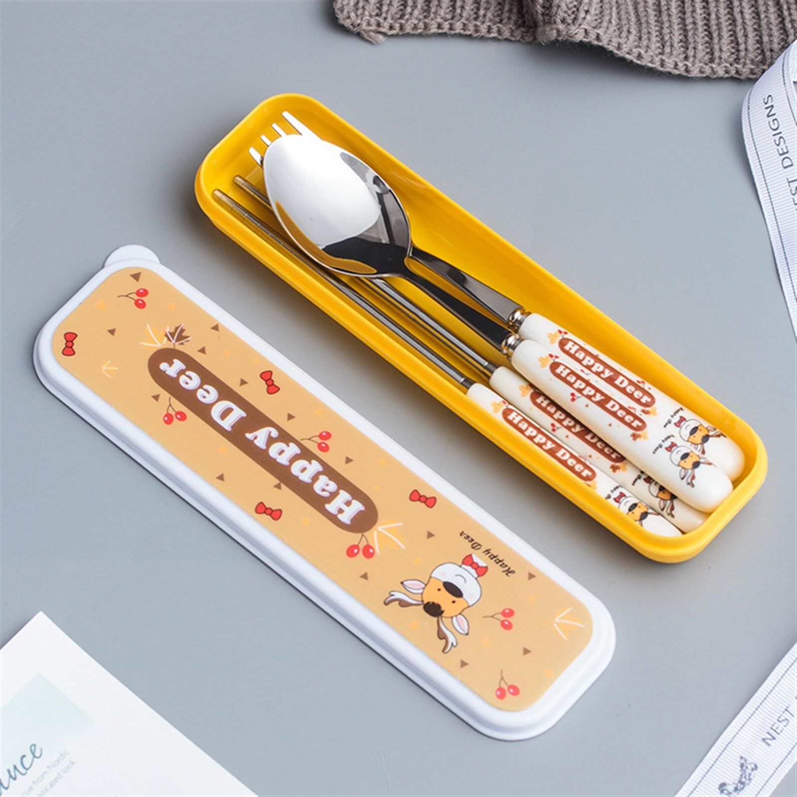 Amazon.com | SENIDIKE Cute Silverware Set, Cartoon Ceramic Handle