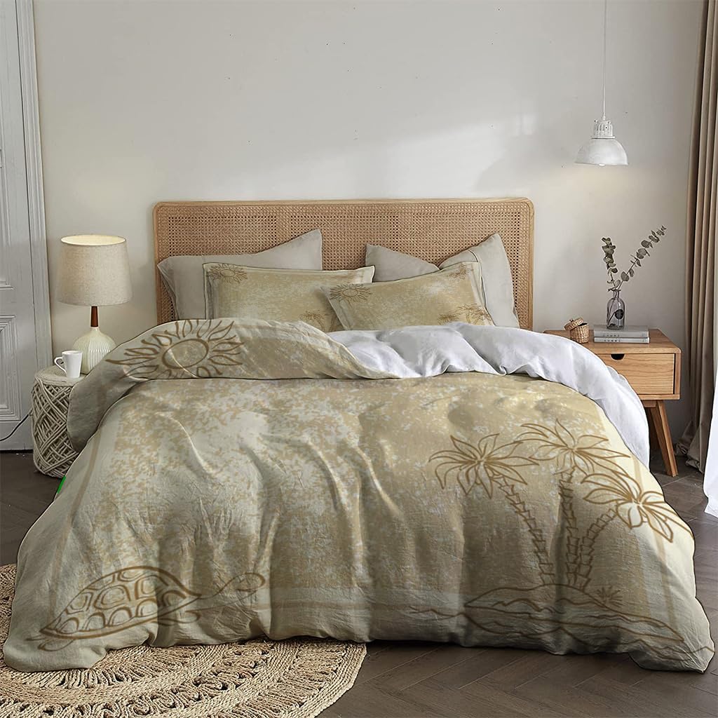 NIBAINLO 布団カバー抽象的な手のひら 蝶 亀の太陽 肌に優しい ピーチスキン加工 掛け布団カバー 和式 洋式 あったか 布団カバーセット リバーシブル ホームステイ ホテル 家庭兼用