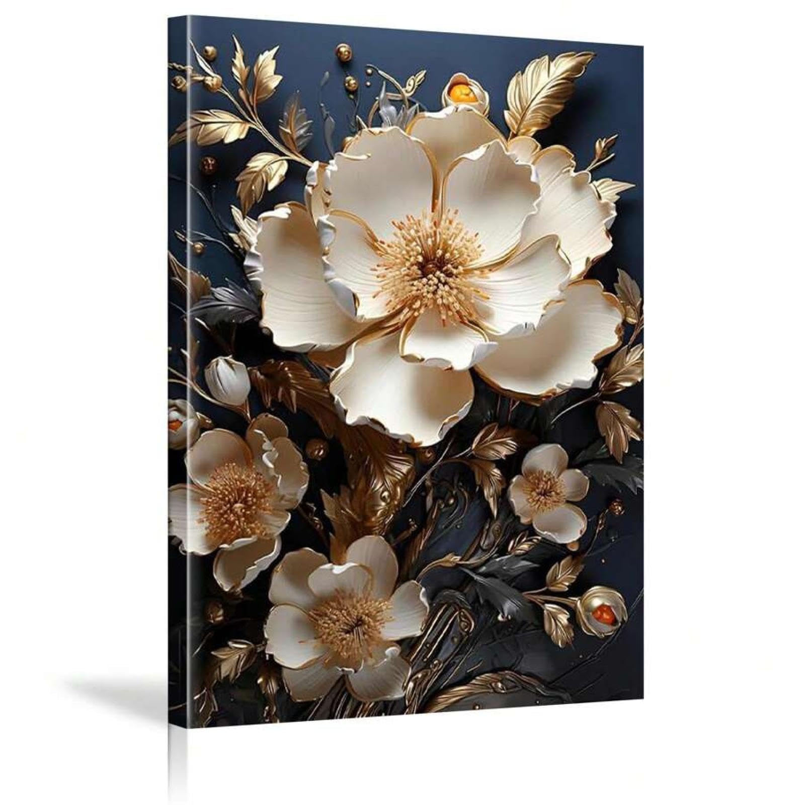 Affiche murale abstraite fleur blanche tableau chambre 80x140cm - 8