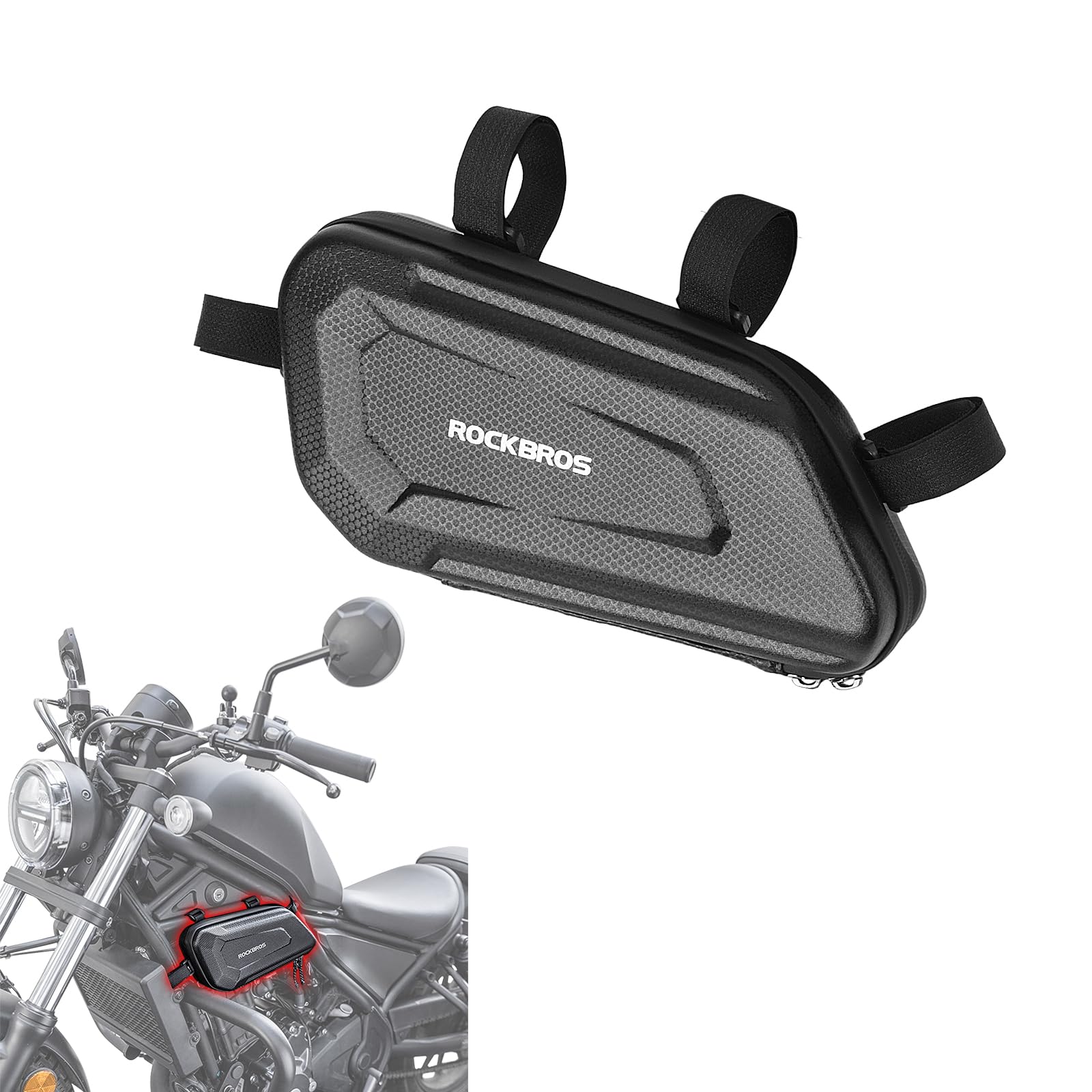 Borsa rigida laterale impermeabile per moto 1,5 l Borsa per attrezzi di grande capacità Borsa portaoggetti per Ho&n&da Rebel CMX250 300 500 1100 (Nero-Sinistra)