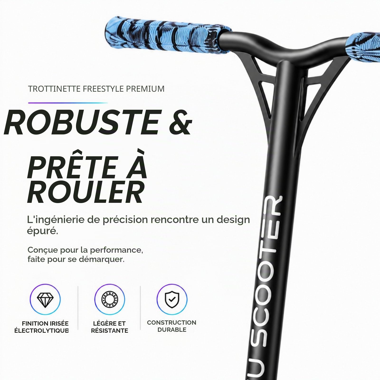 Trottinette Freestyle Pro, Stunt Scooter - Enfants Adolescent Adultes | Freestyle Trotinette avec Roulement à Billes ABEC 9, Roues en PU 85A 110 mm, Capacité de Charge: 100 kg, Aluminium