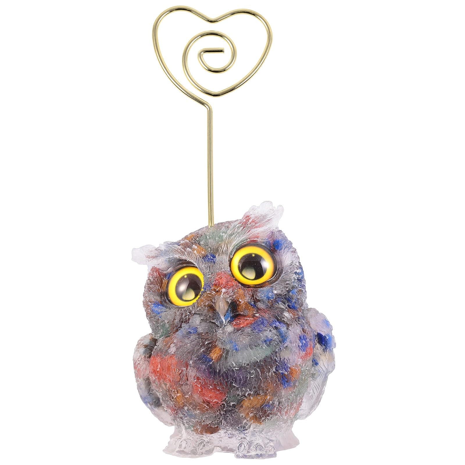 KYEYGWO Owl Statue Table Number Holders Desk Memo Clip