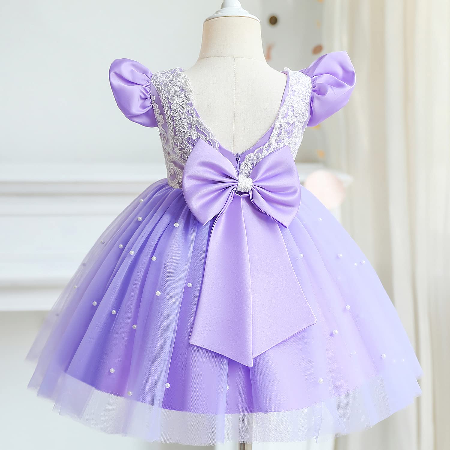 TTYAOVO Bebé Boda Pompa Bautismo Bautizo Tutu Vestido Chicas Princesa Vestir — view 2