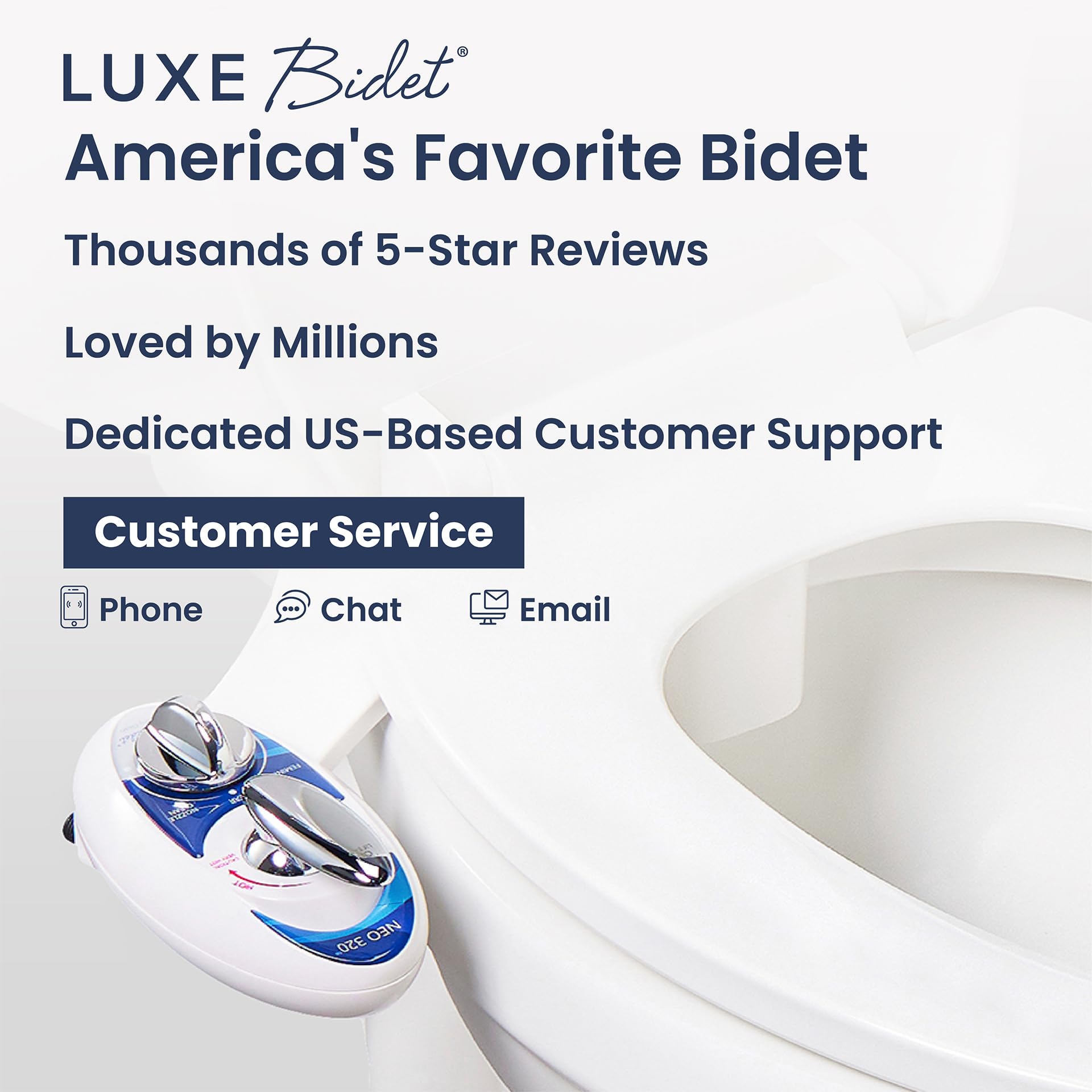 Luxe bidet Neo 320 (Elite Series) – self Cleaning Dual Nozzle – Hot and Cold Water non-electric Mechanical bidet WC W/Strong rubinetto rubinetti e tubi di metallo