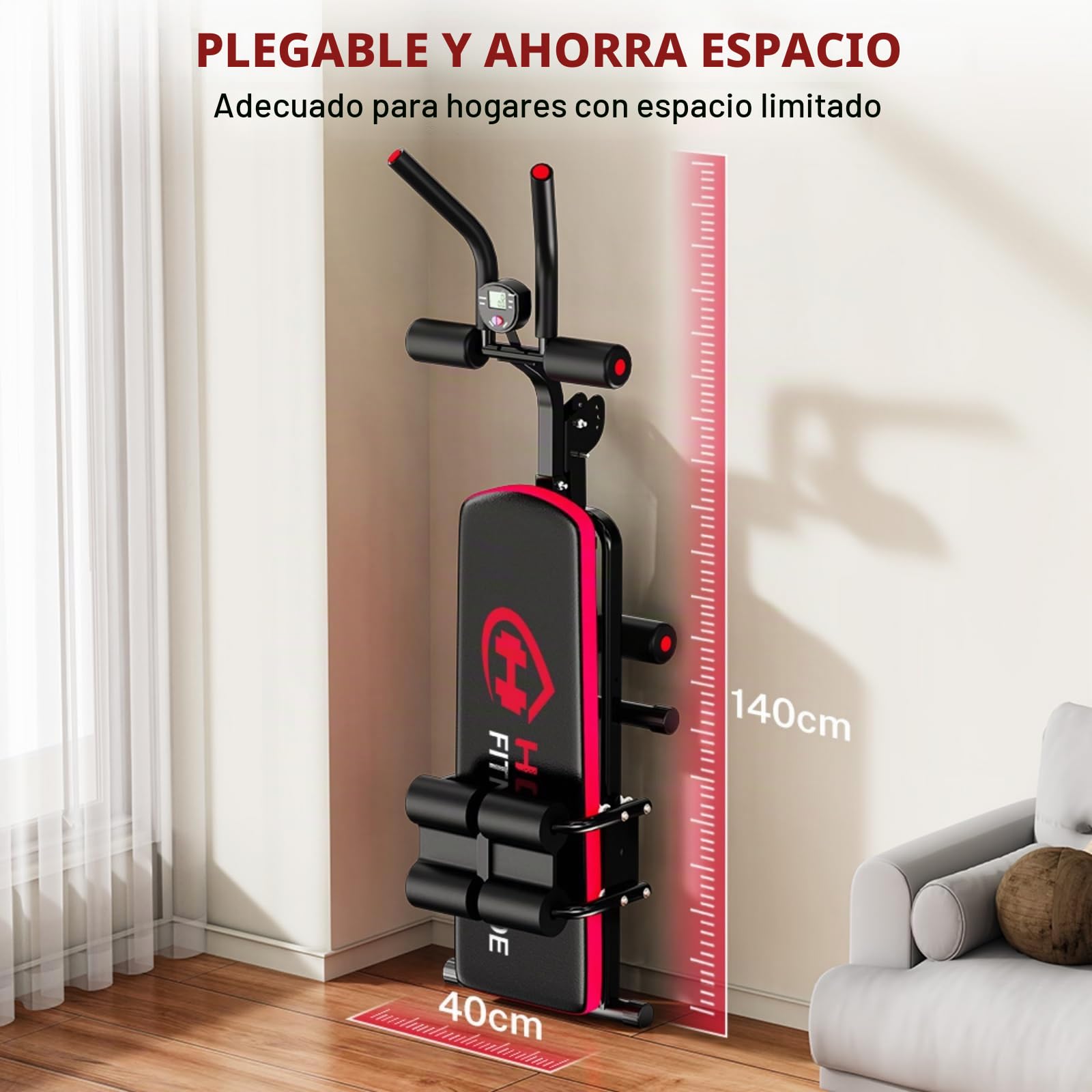 Entrenador abdominal para el hogar, dispositivo de entrenamiento multifuncional, capacidad de carga de 150 kg, para entrenamiento de cuerpo completo, abdominal, con contador