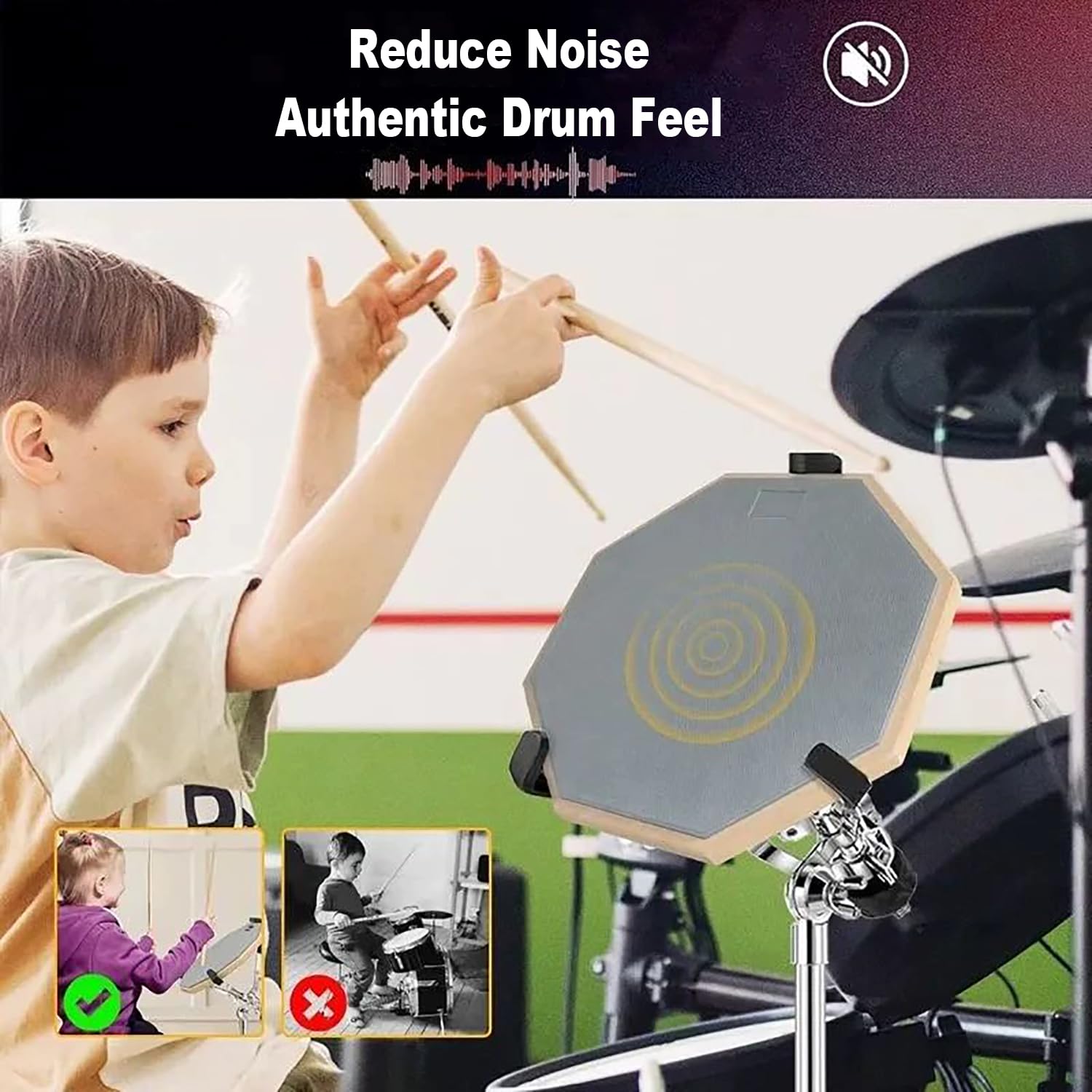 Caja Sorda Tambor，Drum Pad，Kit de Entrenamiento de Batería ，Allenamento Batteria Silicona 12"para Adultos con Soporte de Caja Doble cara Baquetas Bolsa，30,5 cm, Silencio de Doble cara