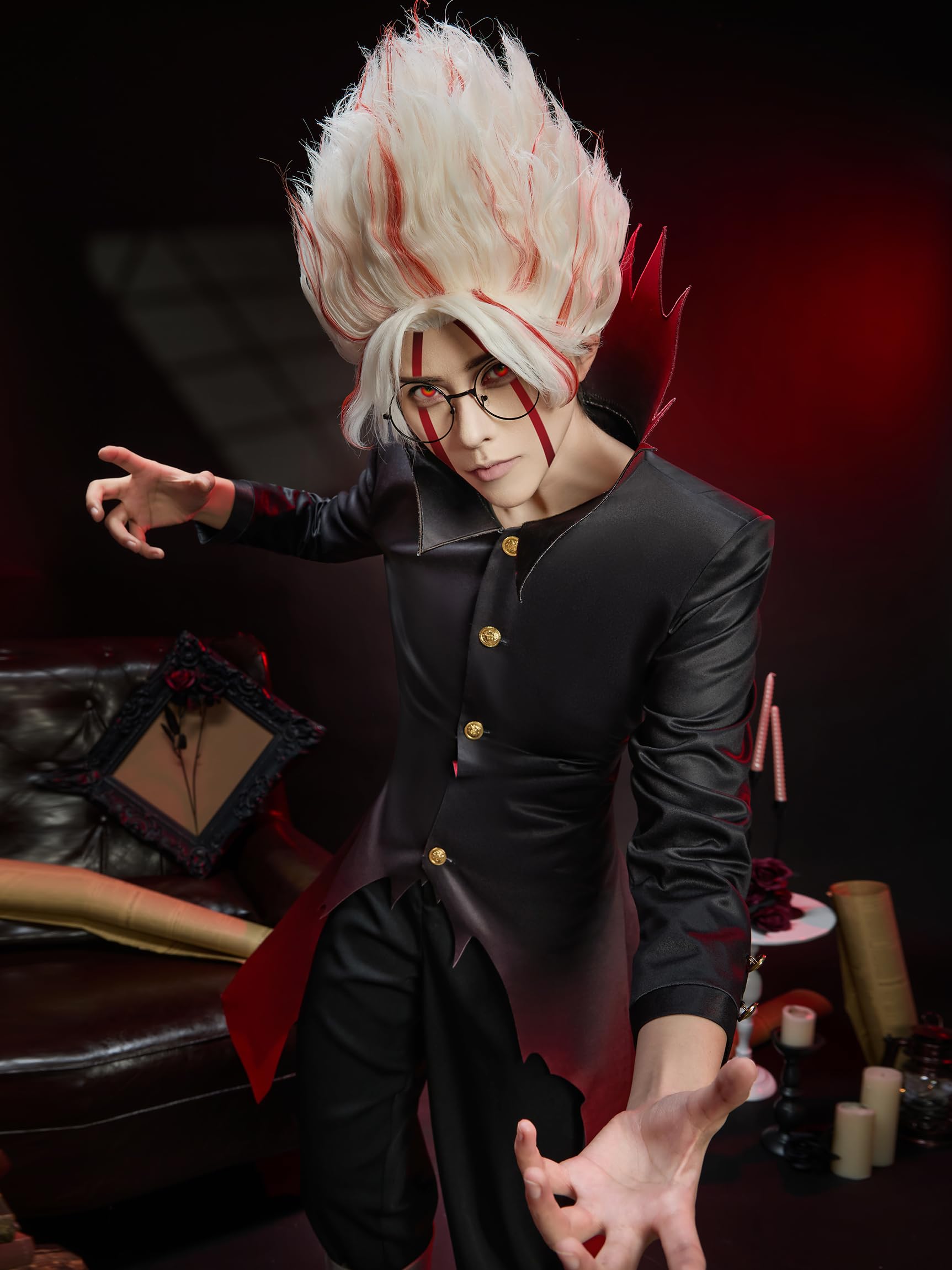 Cosplay.fm Disfraz de anime para hombre, uniforme y pantalones con cinturón