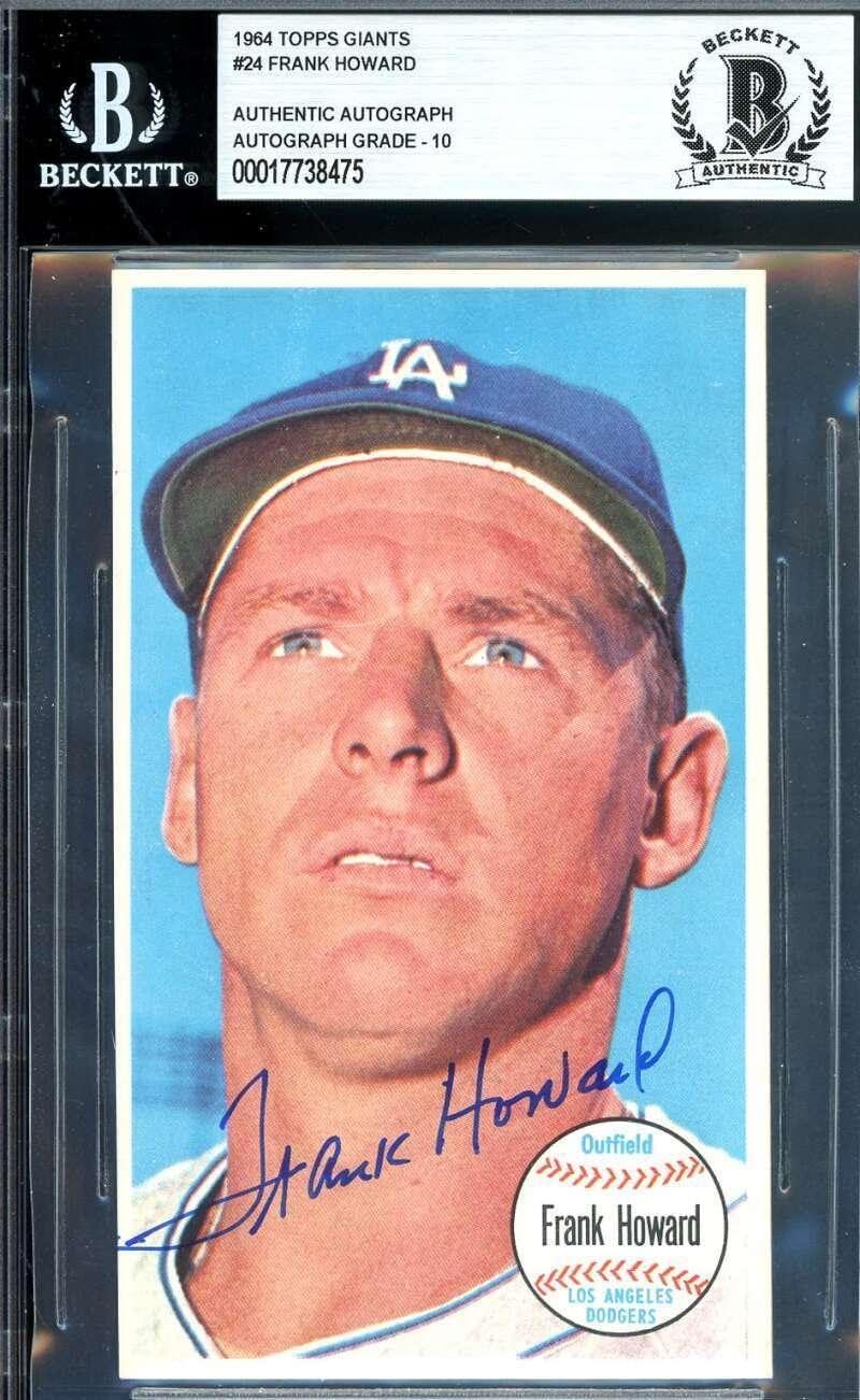 Frank Howard Gem Mint 10 Beckett BAS Signed 1964 Topps Giants Autograph - Baseball Slabbed Autographed Cards