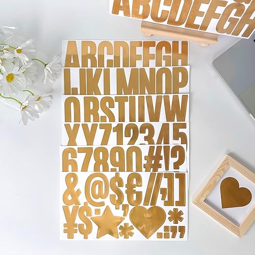 Miniatura 7 de 400 calcomanías de letras grandes, 24 hojas, color dorado, con números del alfabeto de 2.5 pulgadas, autoadhesivas para tablones de anuncios, aulas,