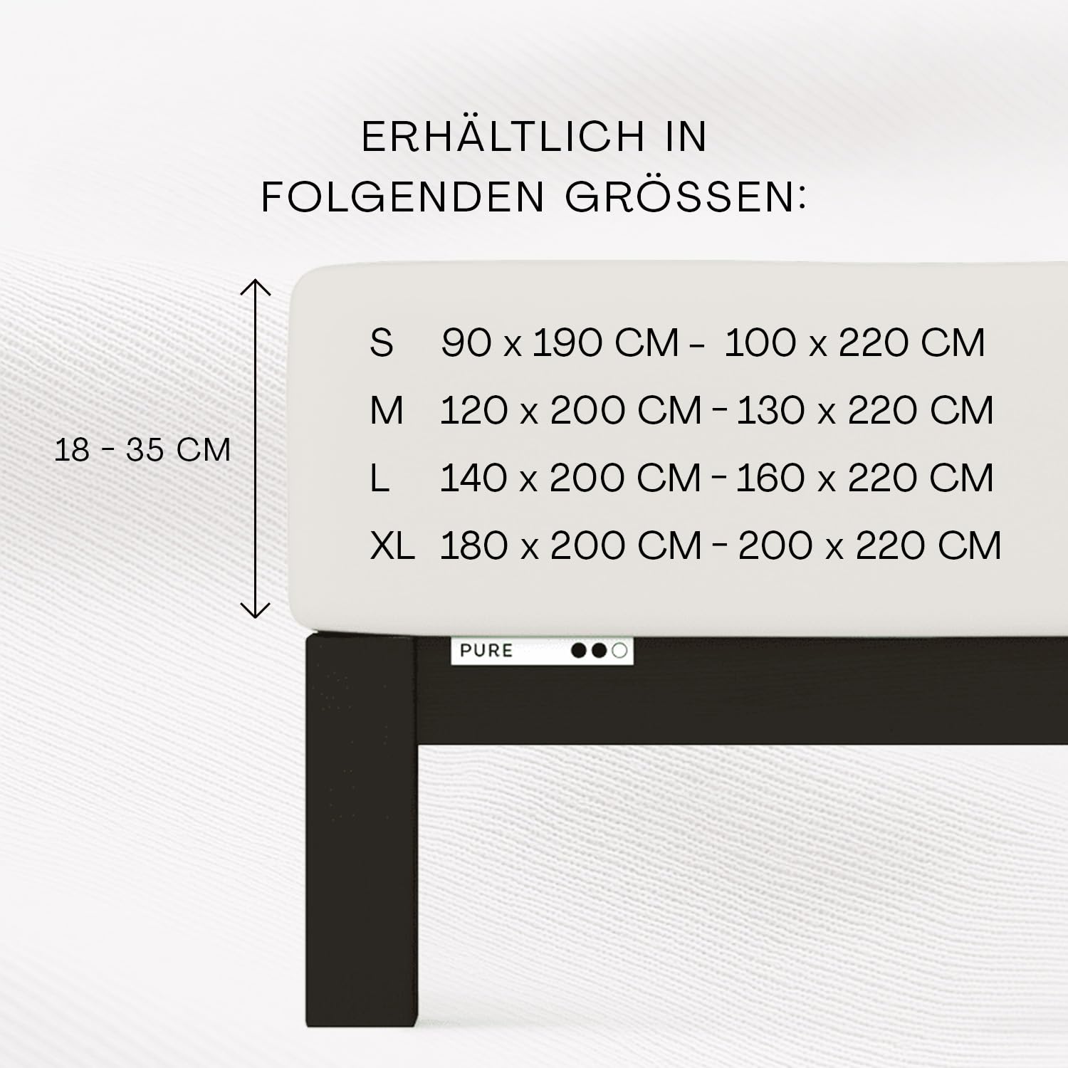 Schlafgut Pure Sábana bajera ajustable 95% algodón orgánico Mako, 5% elastano, fabricada en verde por Oeko Tex (140 x 200 cm hasta 160 x 220 cm, altura del colchón de 18 a 35 cm, blanco roto)