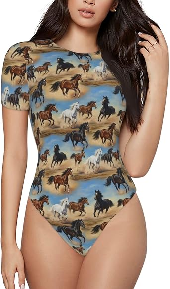 Womens Round Collar Clothing Short Sleeve Tops T Shirt Bodysuit