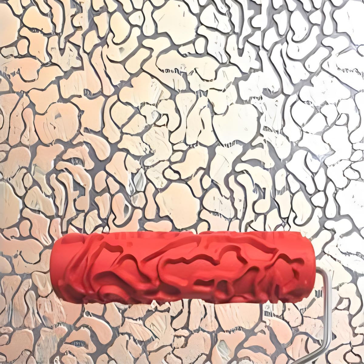 7"DIY Patterned Texture Paint Roller | Embossing Texture Rubber Roller Painting Supplies and Elastic Flat Headed Stainless Steel Polishing Trowel