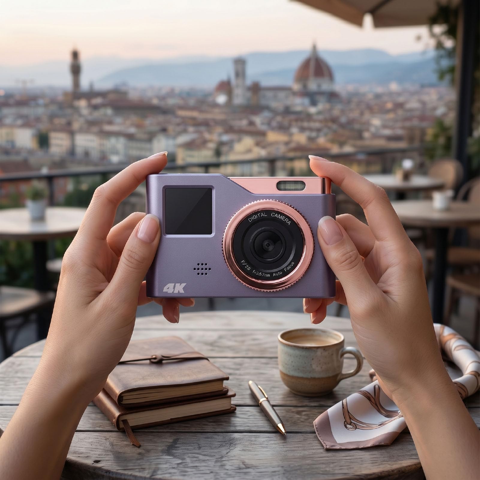 LICAEVEY Fotocamera Digitale 4K, Fotocamera Selfie Doppio Schermo da 48 MP con Registrazione Video, Zoom 8X, Messa a Fuoco Automatica, per Fotografia per Principianti, Anti-Shake