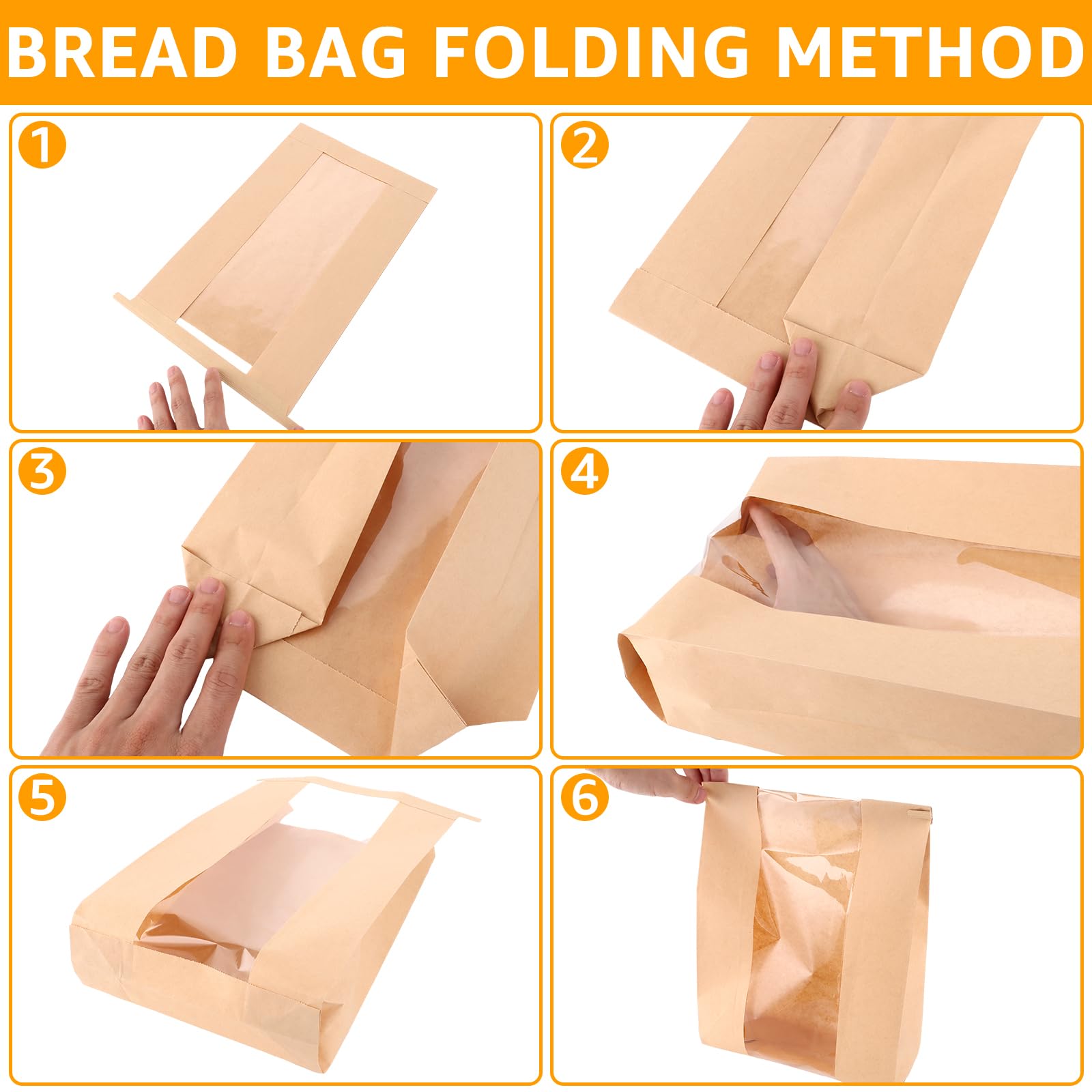 STARVAST Brottüten Papier Groß Bäcker (100er-Pack) - Lebensmittelechte Braune Papiertüten mit Fenster - Papiertüten Braun für Hausgemachtes Brot, Sauerteig, Laib, Kekse, Geschenke - 21 x 9 x 35 cm