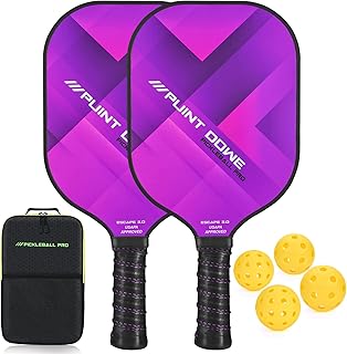 Pickleball Paddles Set of 2 | Featuring Carbon Fiber Face and Lightweight Graphite Pickleball Set | SX3 Honeycomb Core | Pickleball Rackets Designed for Traction and Stability -Purple