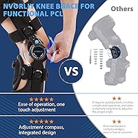 Vista 6 de Nvorliy Rodillera para estabilización funcional de recuperación del ligamento cruzado posterior (PCL), ortesis médica posoperatoria ajustable