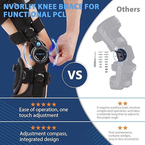 Miniatura 6 de Nvorliy Rodillera para estabilización funcional de recuperación del ligamento cruzado posterior (PCL), ortesis médica posoperatoria ajustable para