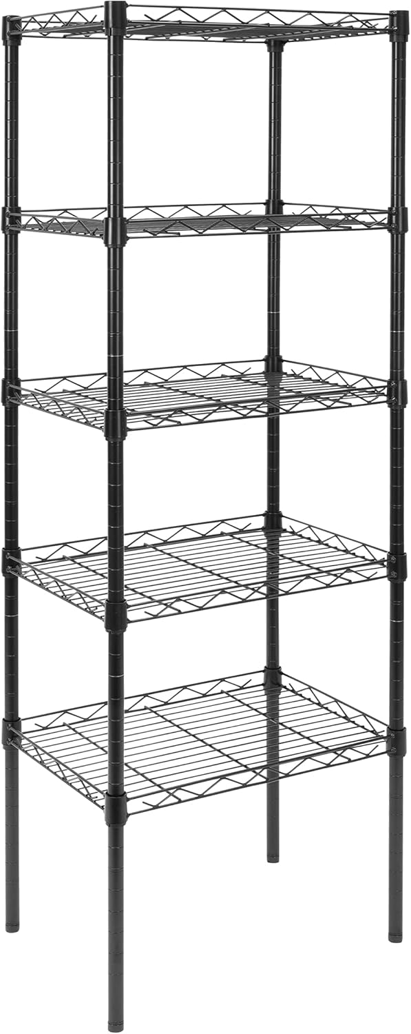 Mount-It! 5 Tier Metal Shelving Unit, Adjustable Wire Shelves, Steel Rack for Kitchen, Garage, Laundry Room, Storage Organizer, 16W x 11.25D in