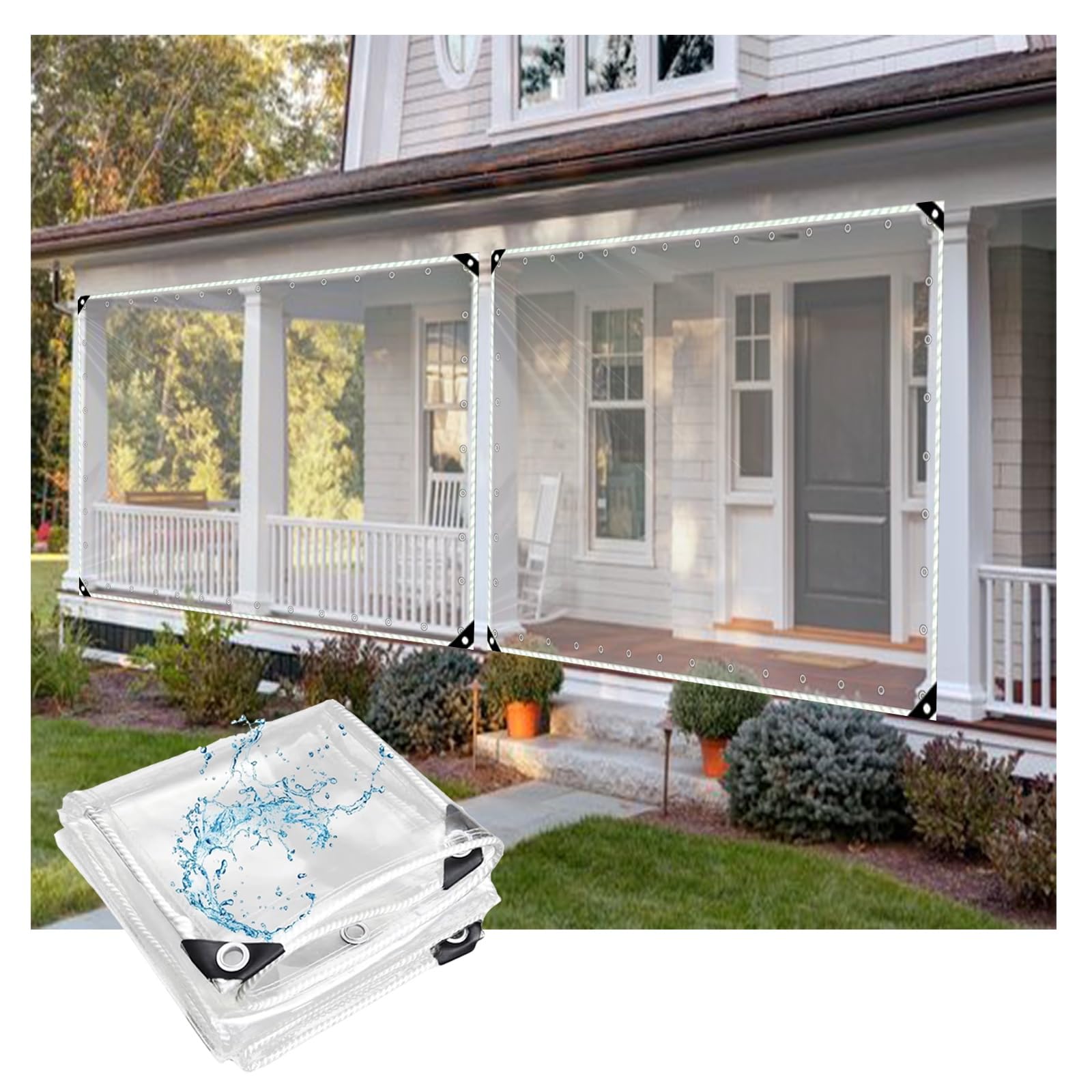 BeGrit Transparente Abdeckplane 1,8x1,8 M – PVC, Wasserdicht, Mit Ösen, Für Terrasse, Gewächshaus, Hof