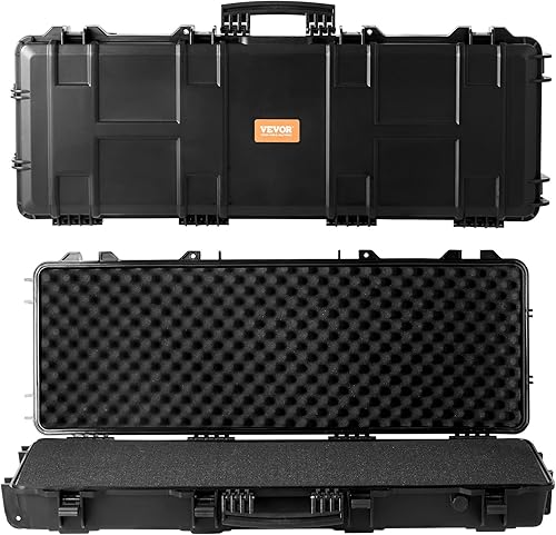 VEVOR Funda rígida para rifle con 3 capas de espumas totalmente protectoras, funda rígida de 42 pulgadas con ruedas, IP67 impermeable y a prueba de