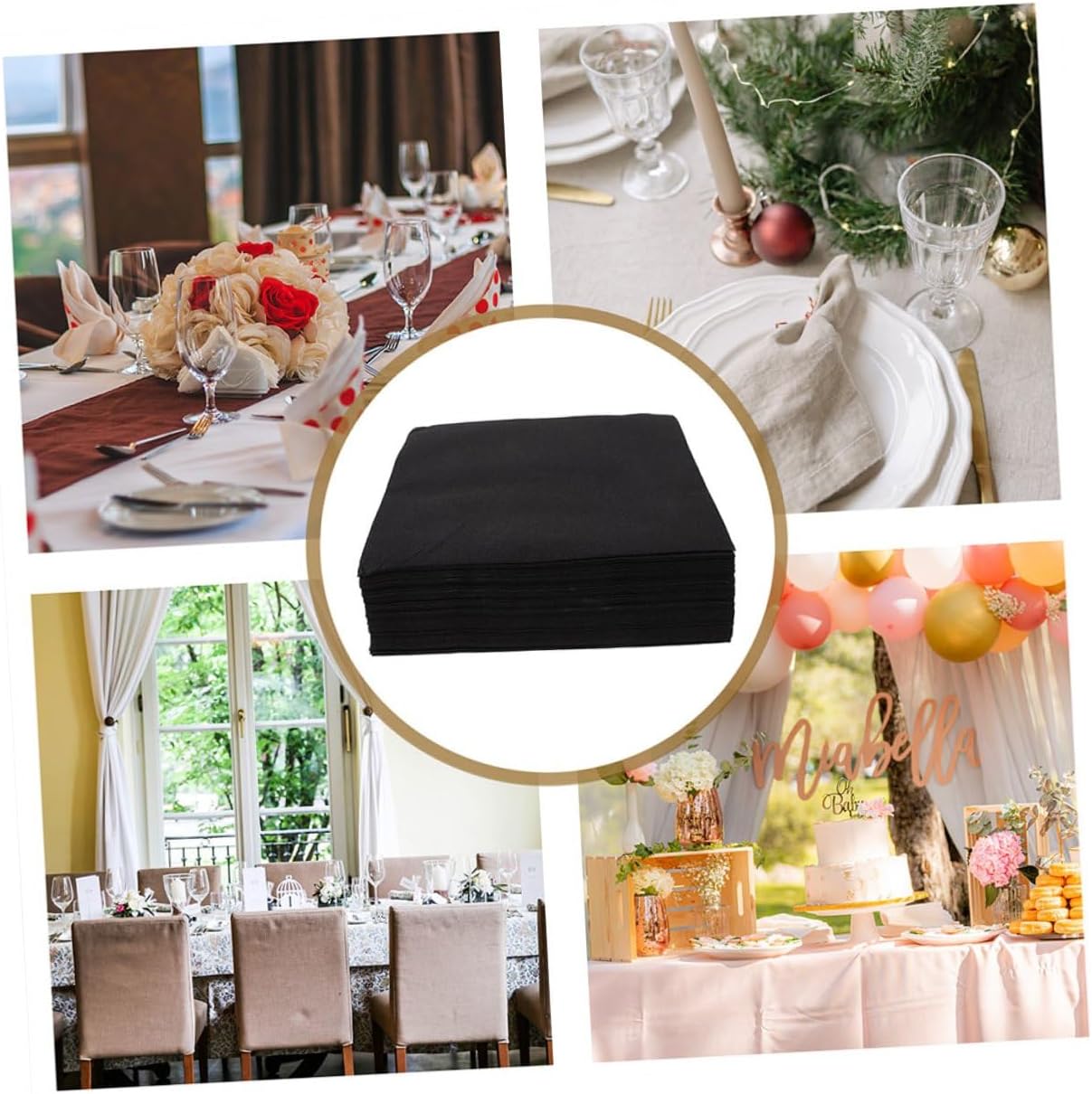 Disposable Black Paper Napkins 50pcs X2 Thick Soft Guest Dinner Napkins for Wedding Banquets Hotel Holiday Party Tableware