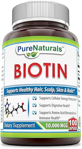 Miniatura 1 de Pure Naturals Biotina 10000 mcg cápsulas apoya la piel y el cabello saludables promueve la salud general 1