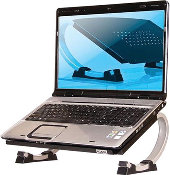 Allsop Redmond Adjustable Laptop Stand, Vented Curved Sturdy Metal Ergonomic Riser, Black (ASP30498)