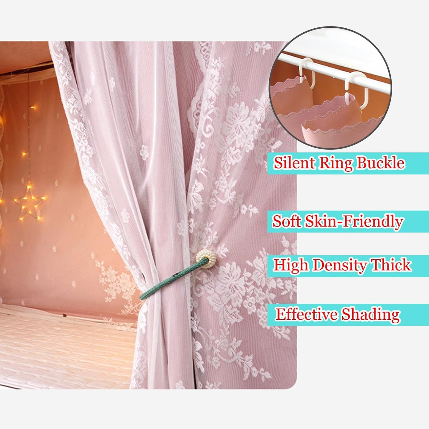 Blackout Bunk Bed Canopy - Cute Dorm Room Lightproof Drapes, Privacy Tent, Breathable Windproof Dustproof Cover for Twin/Full Beds (Bei, 47" x120cm) - Ideal for Kids & Teens