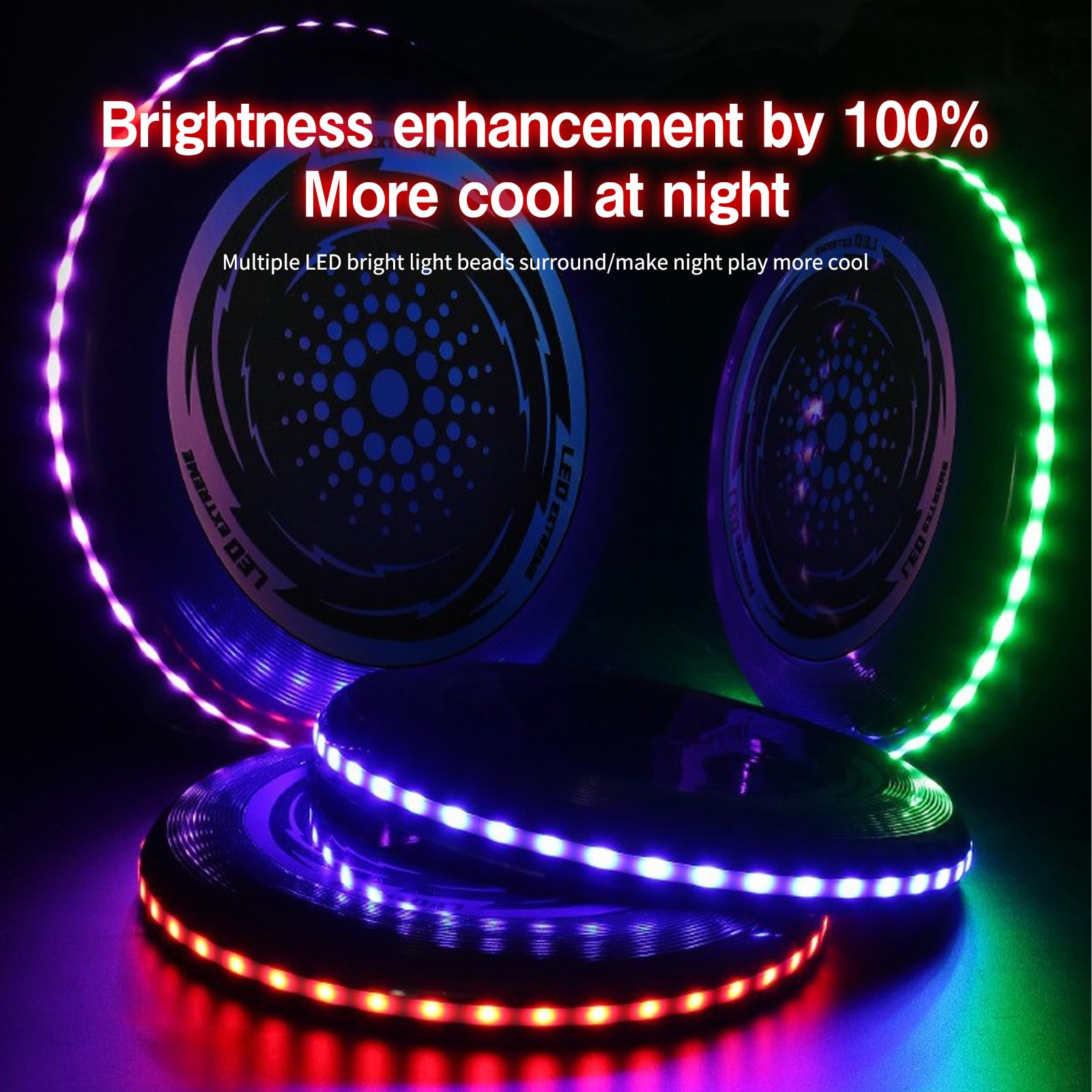 Disque Volant Lumineux Coloré,Ultimate Frisbeeavec 49 Lumières LED,Ultimate Frisbee Ring,Disques Volants Souples pour AdultesCompétition Funsport Pour Adultes,Enfants Plage Pelouse ExtéRieur.