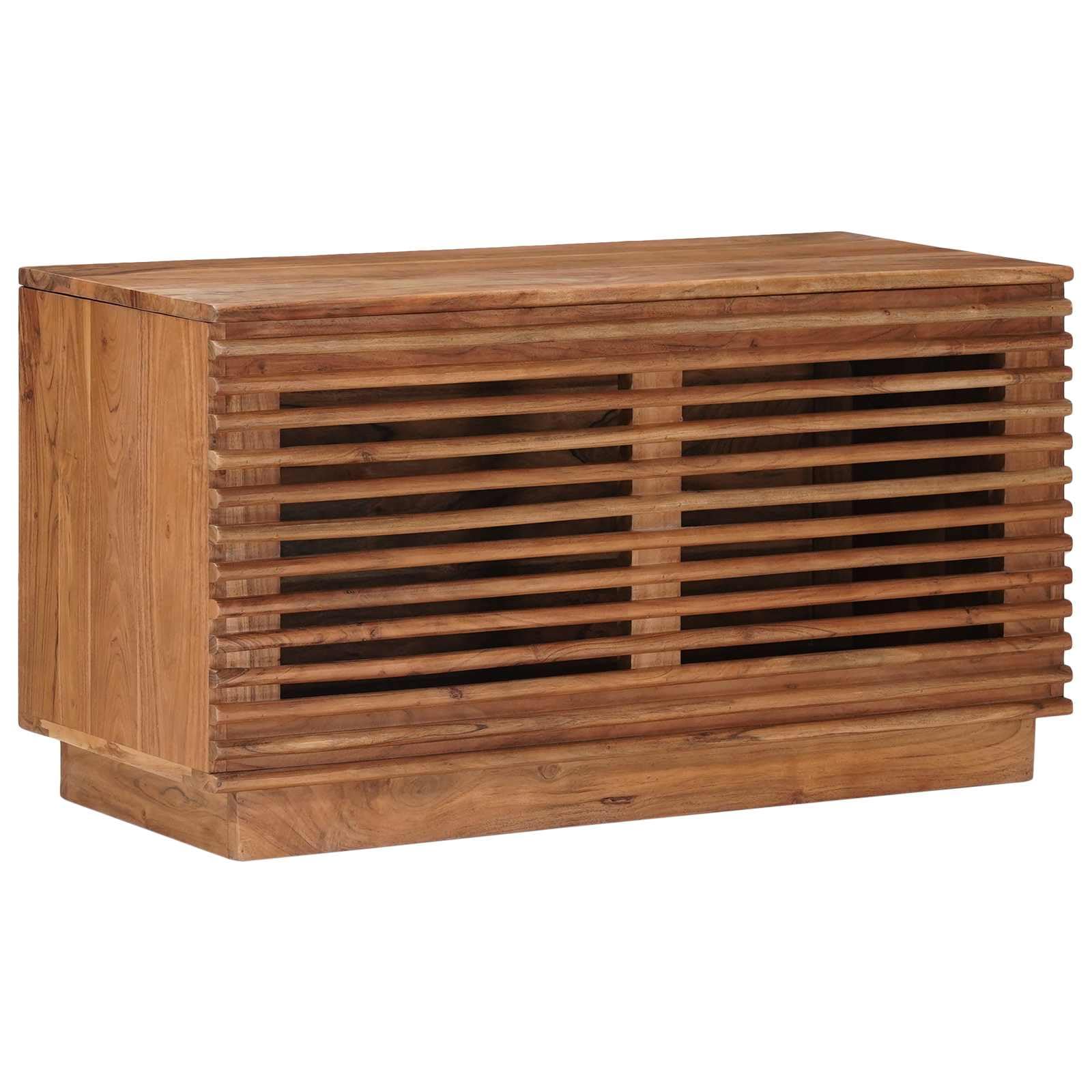 Aufbewahrungsbox Akazienholz Natur 85x40x46 cm | Massivholz und Holzwerkstoff, offenes Design, für Zeitschriften und Decken, 1 Stück
