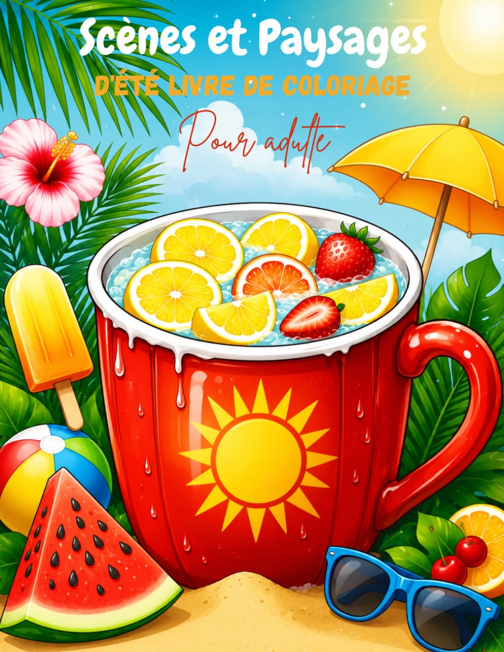 Livre de coloriage de scènes d'été: Été créatif Livre de coloriage avec des scènes amusantes et ensoleillées. Idéal pour les vacance ... pour tous les âges enfants, ados et adultes