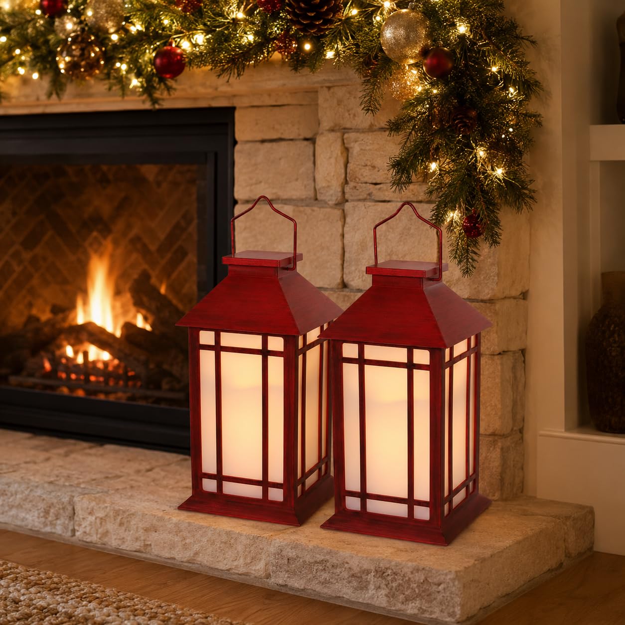 Bdor Lanterne decorative all'aperto a 13 pollici con il timer della candela