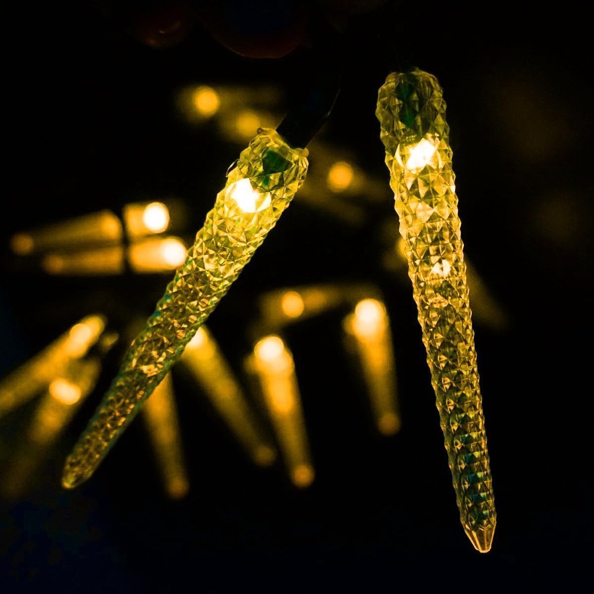 RINE COOOO Waterproof 4.8M 20 LED Corn Shape Solar Powered Outdoor Fairy String Light for Christmas Tree Birthday Party Lawn Yard Fence Festival Garden Decoration Lighting -Cool White