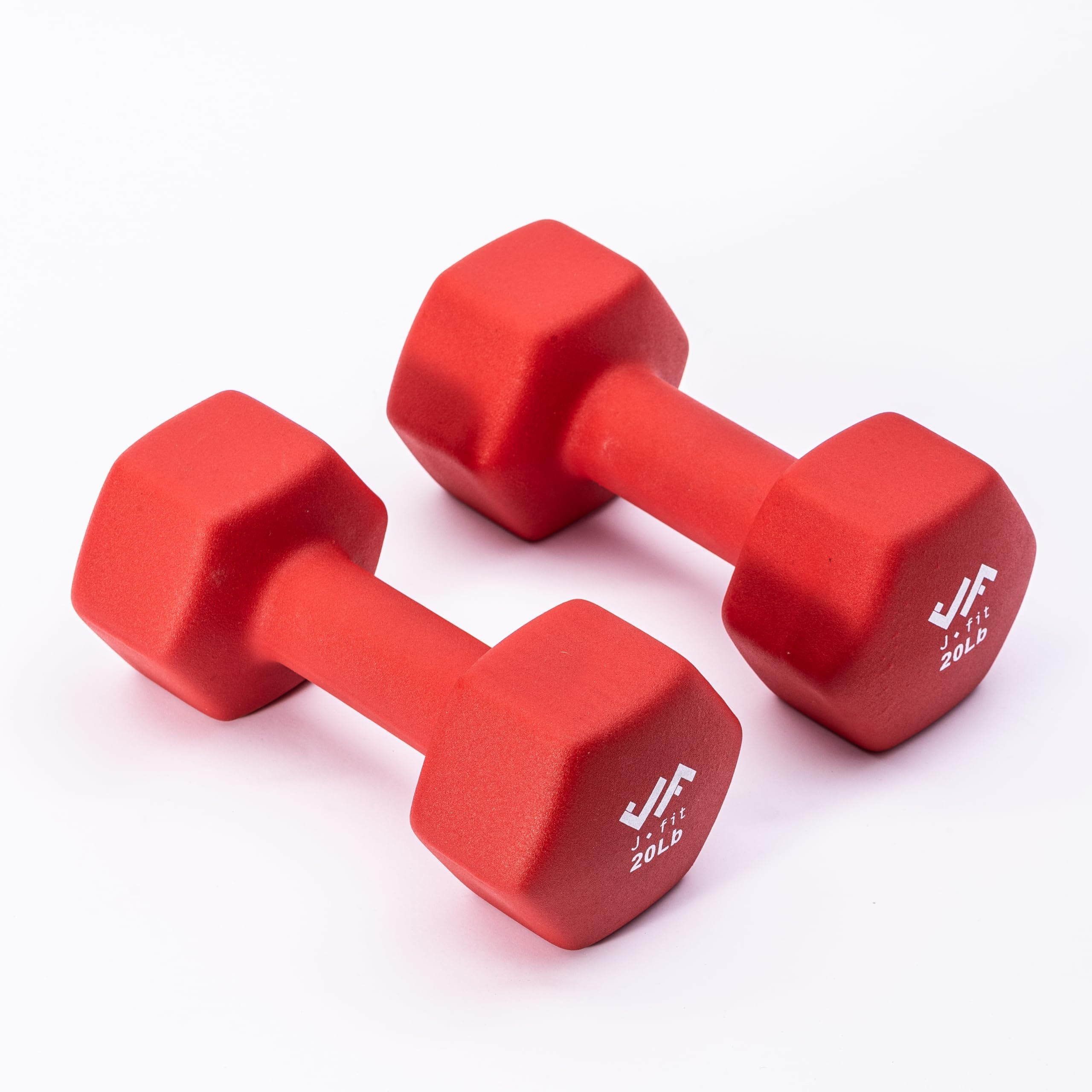 JFIT Dumbbell Hand Weight Pairs and Sets – Neoprene and Vinyl Dumbbell Pairs Options or 7 Neoprene Dumbbell Rack Set Options – Premium Non-Slip, Color Coded Hex Shaped Hand Weights