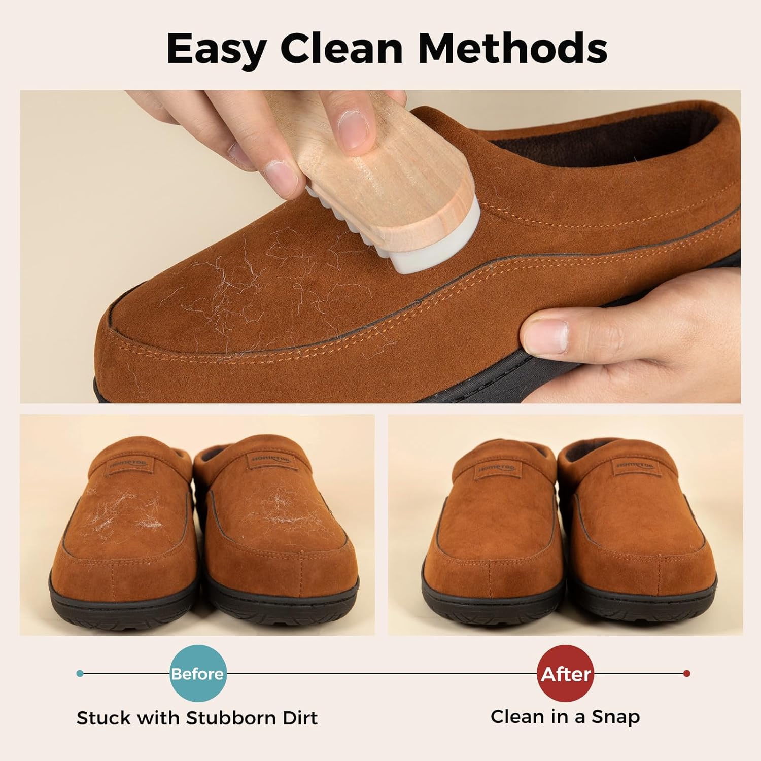 HomeTop Men's Moccasin Slippers Soft Warm Non-slip Memory Foam Indoor House Shoes with Fluffy Lining