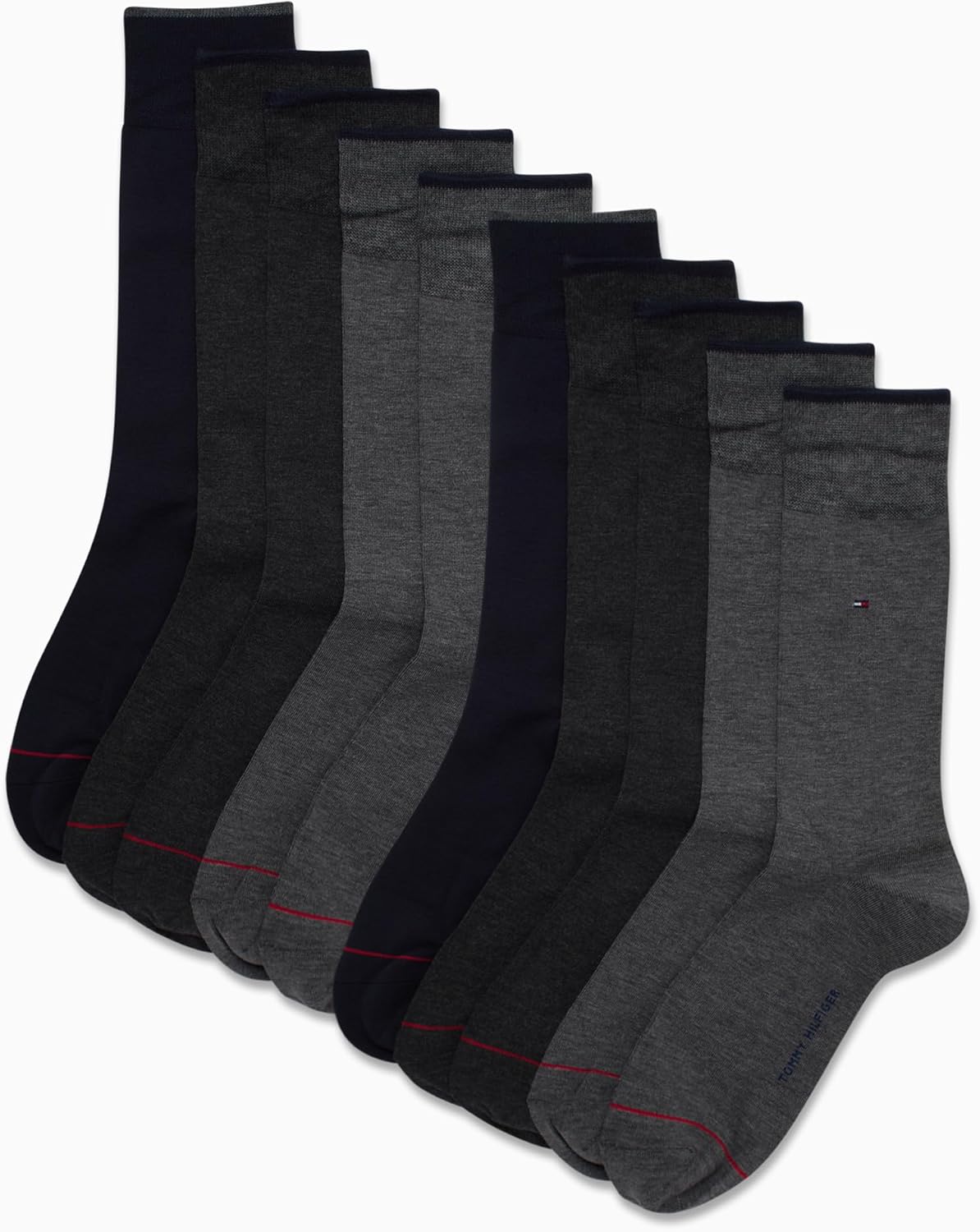 Tommy Hilfiger Mens Dress Socks - 10 Pack Lightweight Everyday Crew Work Socks for Men for Casual & Formal Wear