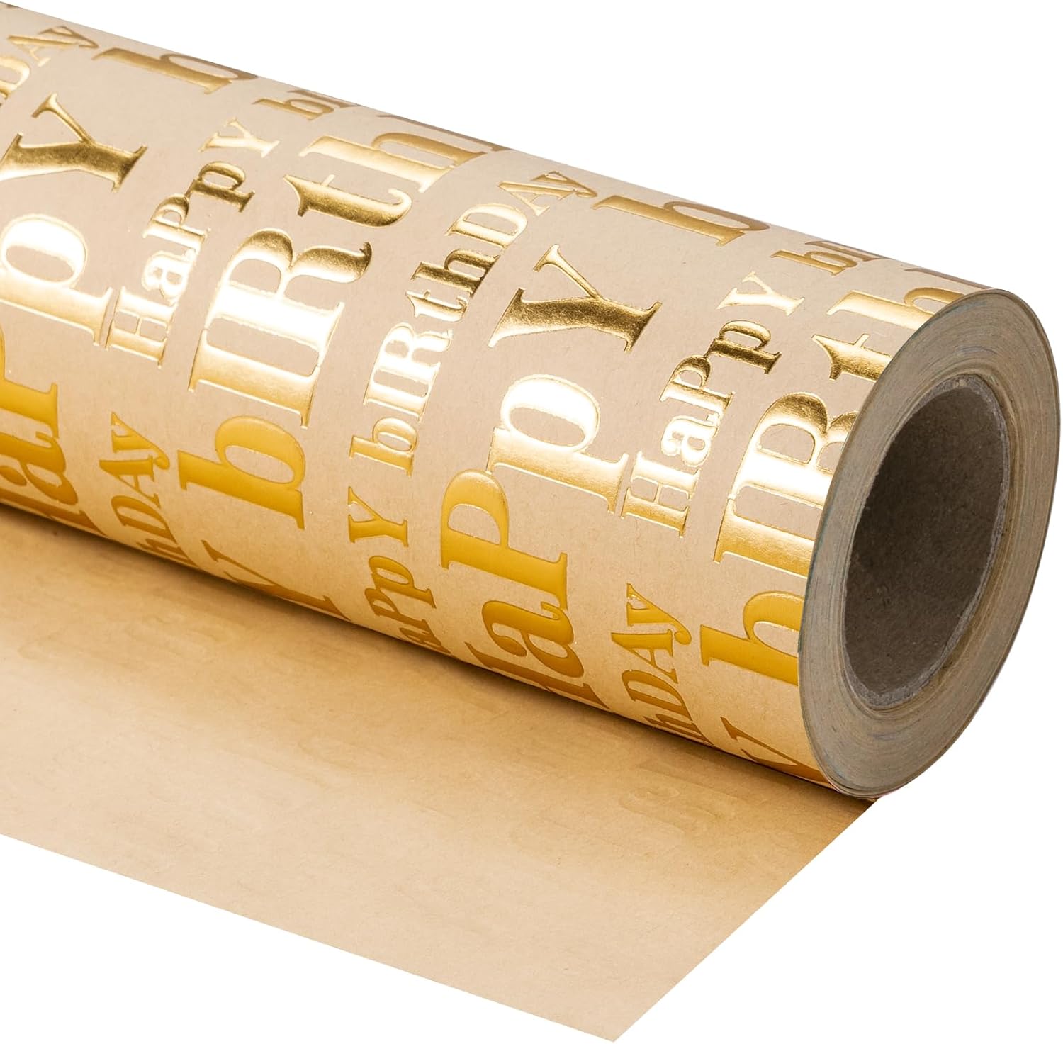 3D Kraft Birthday Wrapping Paper Roll - Mini Roll - 17 Inch x