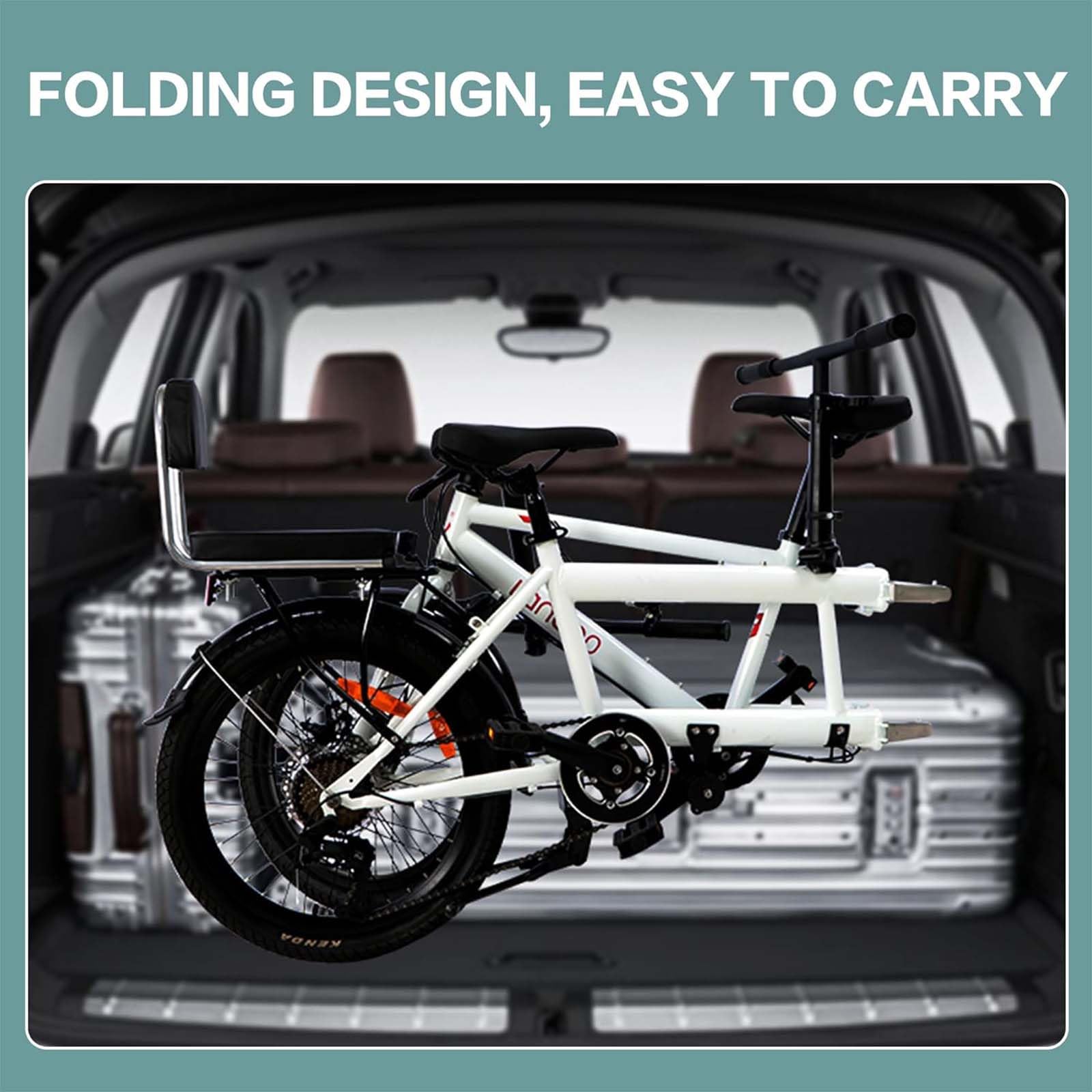 Tandem Beach Cruiser Fahrrad für Erwachsene Faltbares Tandem Beach Cruiser Fahrrad für Erwachsene Dreisitzer 7 Gang Maximale Belastung 300 kg Familienreisen und Paarfahrten